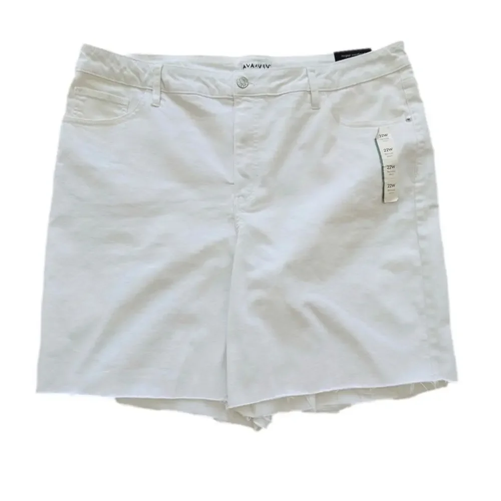 AVA & VIV Shorts White High Rise No Gap Waist Bermuda Denim Jean Plus 22W NEW - Picture 12 of 12